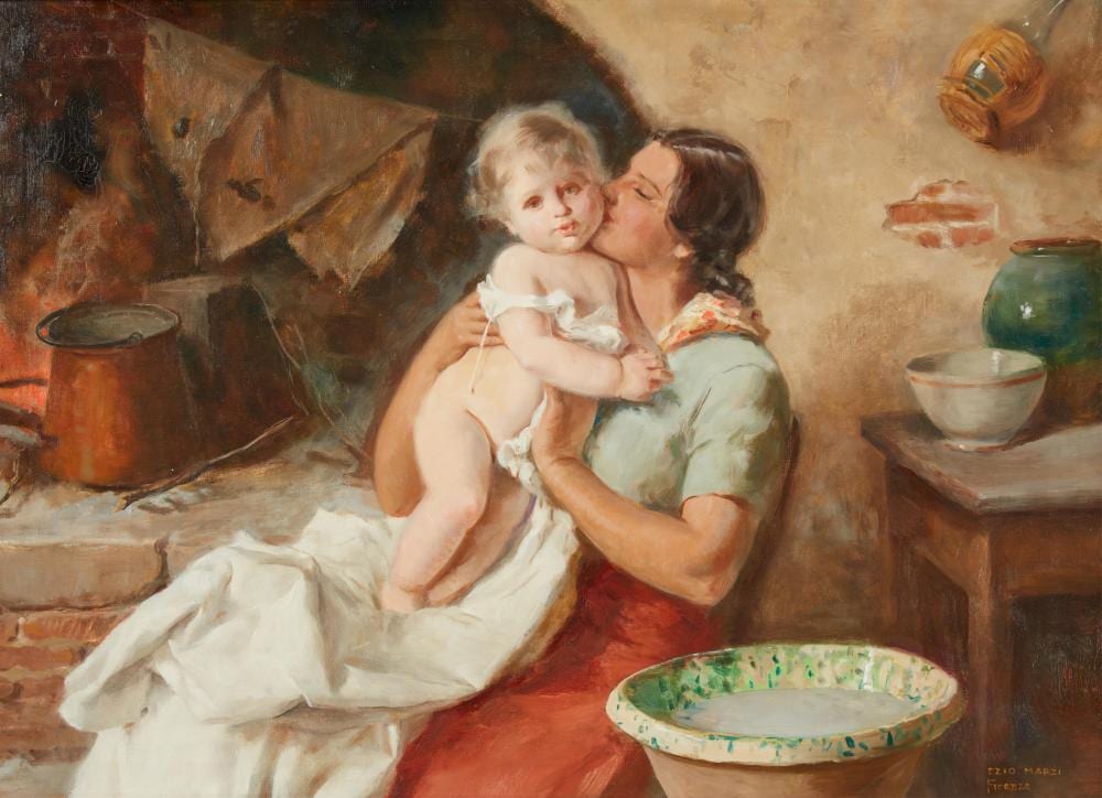 Ezio Marzi comparable auction result: ezio marzi italian 1875 1955 bath time oil on canvas 19 1 2 x 27in 49 x 67 5cm