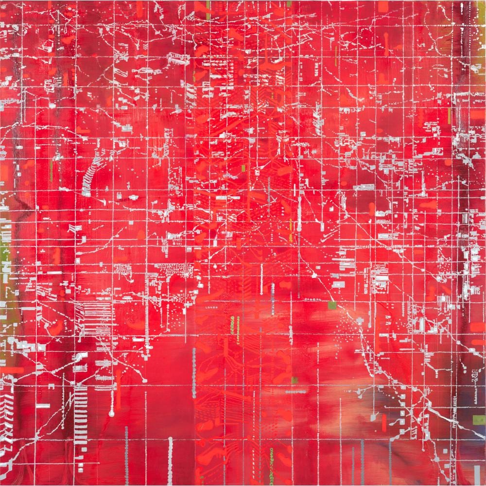 Jon Cattapan comparable auction result: jon cattapan born 1956 red channel 2005 oil on canvas 140 x 140cm