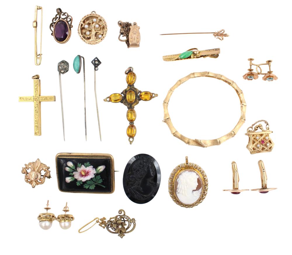 Auction comp thumbnail for 14K Yellow Gold Bamboo Bracelet and Vintage Jewelry (Nye & Company, Lot 433)