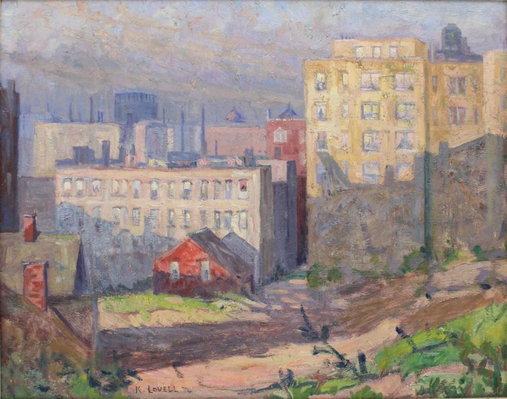 Katherine Adams Lovell comparable auction result: katherine adams lovell 1877 1965 cityscape oil on canvas