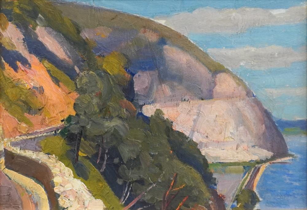 Robert Osborne Chadeayne comparable auction result: robert osborne chadeayne american 1897 1981 mediterranean coast oil on board signed l r circa 1920s frame 14 1 4 x 18 3 8 in 36 2 x 46 7 cm