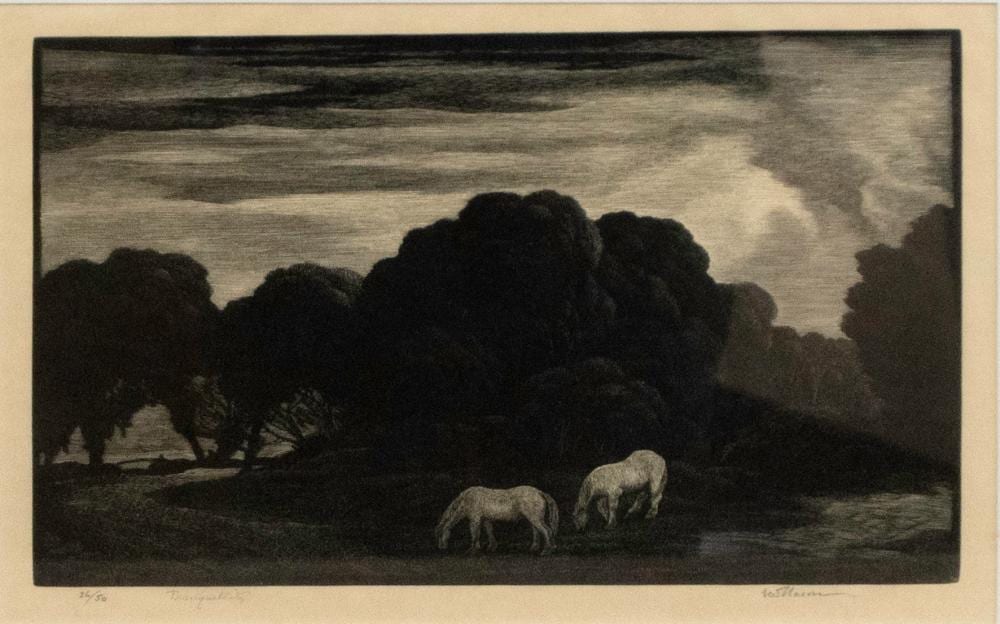 Thomas Willoughby Nason comparable auction result: thomas willoughby nason 1889 1971 tranquility engraving ed 26 50 frame 19 x 21 in 48 3 x 53 3 cm