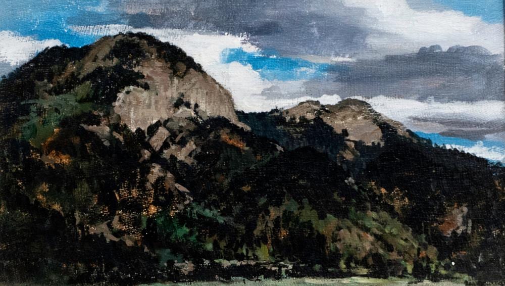 Ted Christensen comparable auction result: ted christensen 1911 1998 taos mountains acrylic on canvas on board frame 17 1 2 x 27 1 2 in 44 5 x 69 9 cm