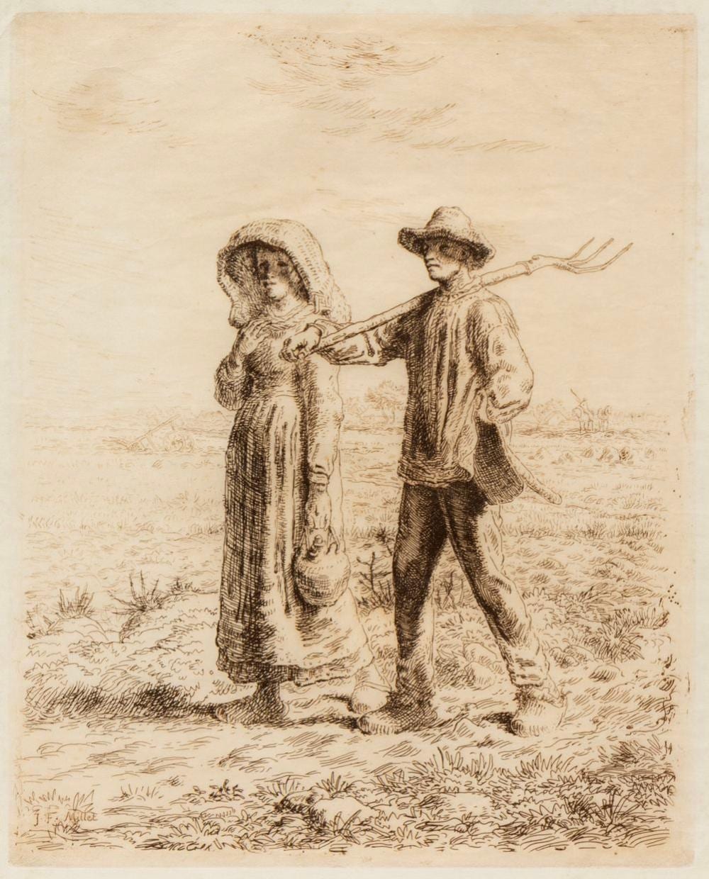 Jean François (1642) Millet comparable auction result: le d part pour le travail