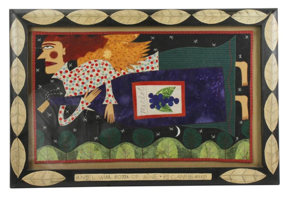 Chris Roberts-Antieau comparable auction result: chris roberts antieau textile art angel with wine