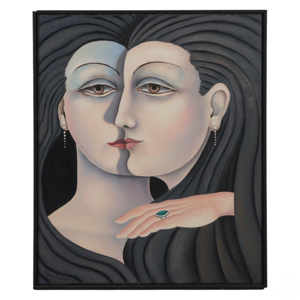 Alvaro Guillot comparable auction result: alvaro guillot b 1941 two sister portrait painting