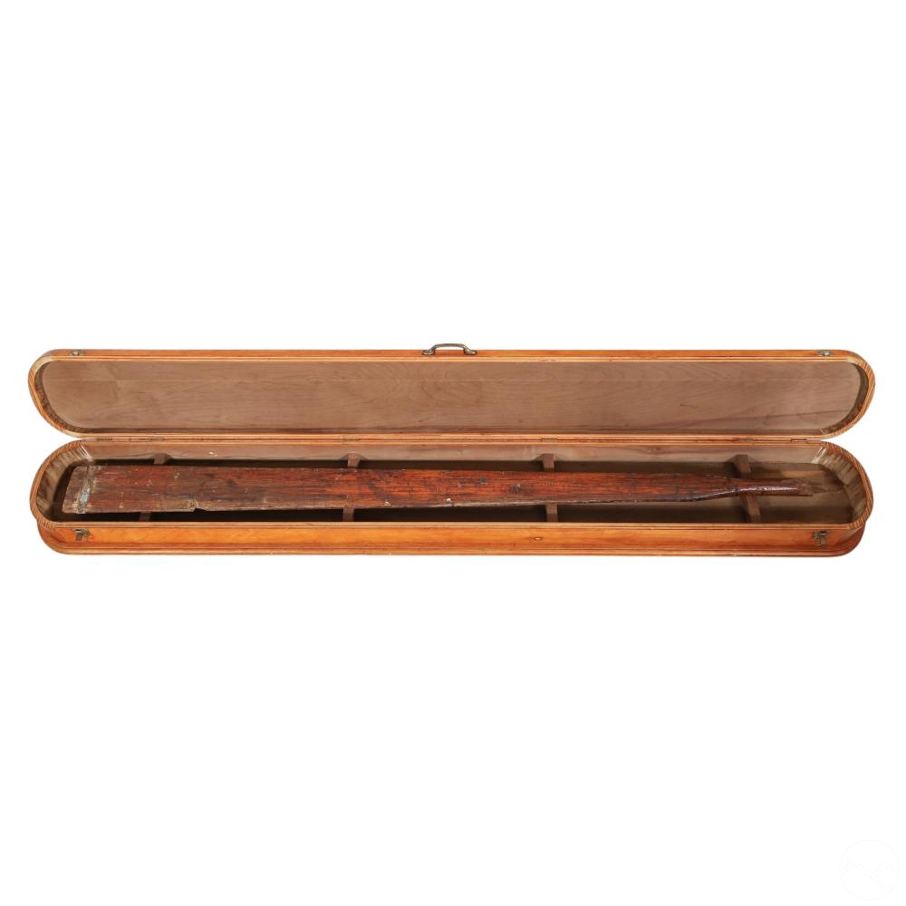Joe Nicastri comparable auction result: joe nicastri b 1945 wooden oar in case assemblage