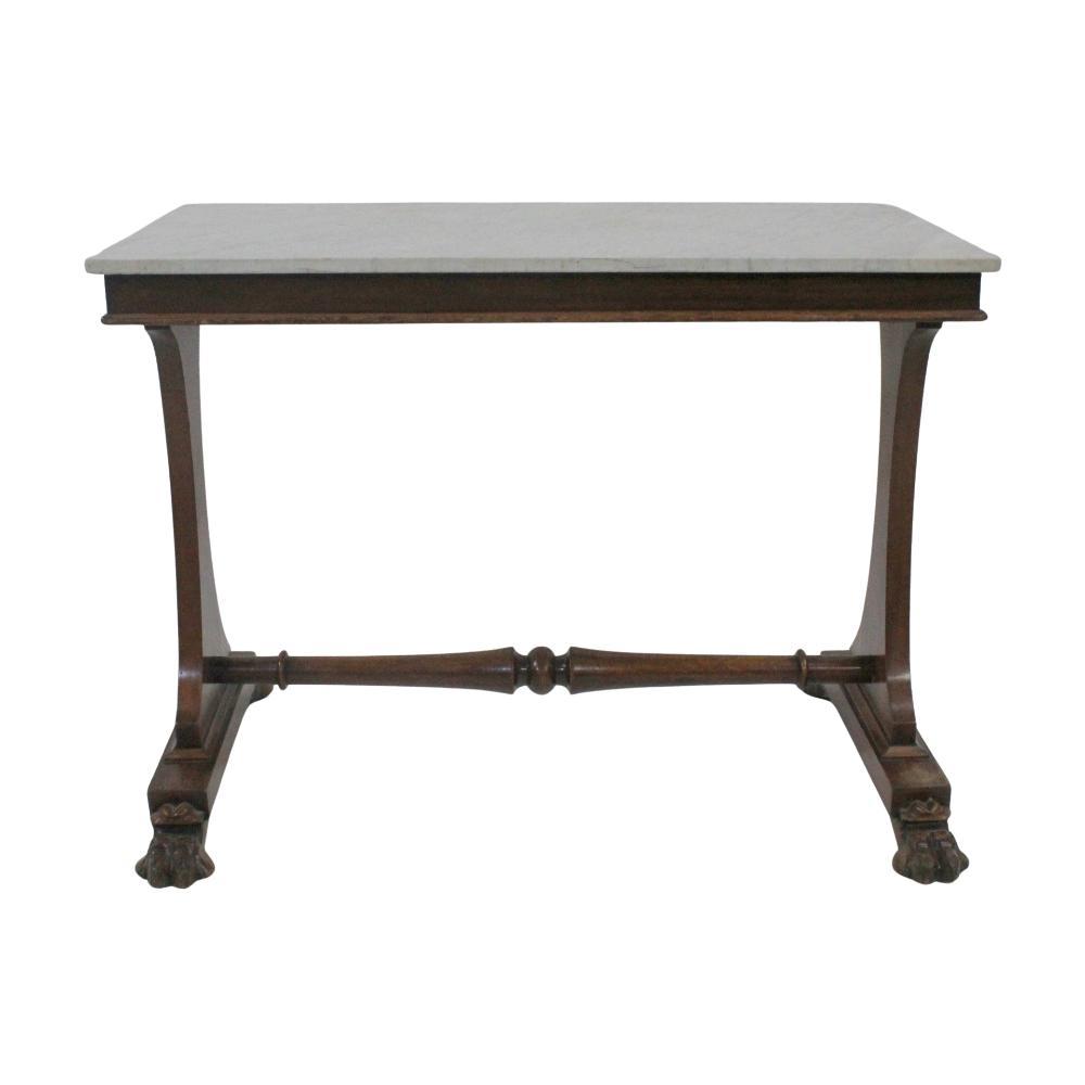 Antique Mahogany Marbletop Clawfoot Console sold by Clarke Auction Gallery, lot 486 — auction record photograph