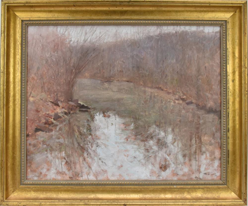 anthony michael autorino american 1937 2015 delaware canal oil on board 16 x 20 inches overall framed 20 1 2 x 24 1 2 inches · Bill Hood & Sons Arts & Antiques Auctions · 2025-04-29 Anthony Michael Autorino comparable auction result: anthony michael autorino american 1937 2015 delaware canal oil on board 16 x 20 inches overall framed 20 1 2 x 24 1 2 inches