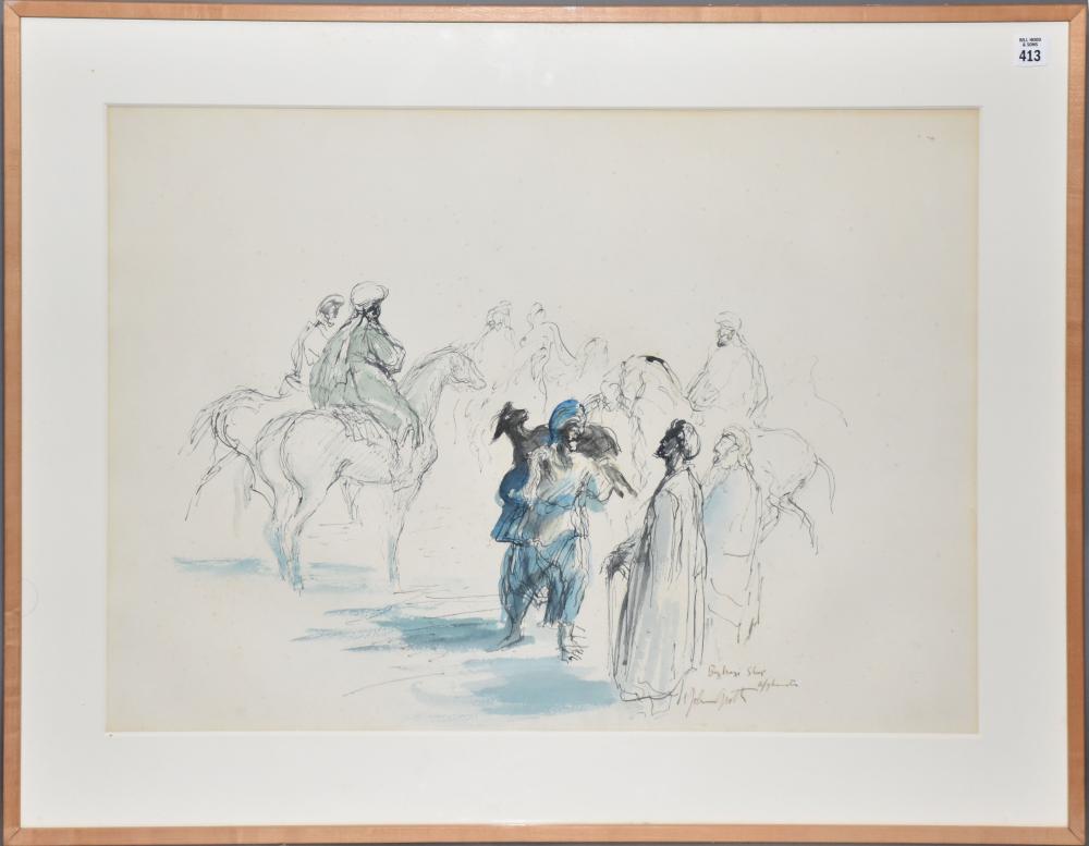 John Groth comparable auction result: john groth american 1908 1988 watercolor arab scene 21 x 29 1 2 inches 28 x 36 inches