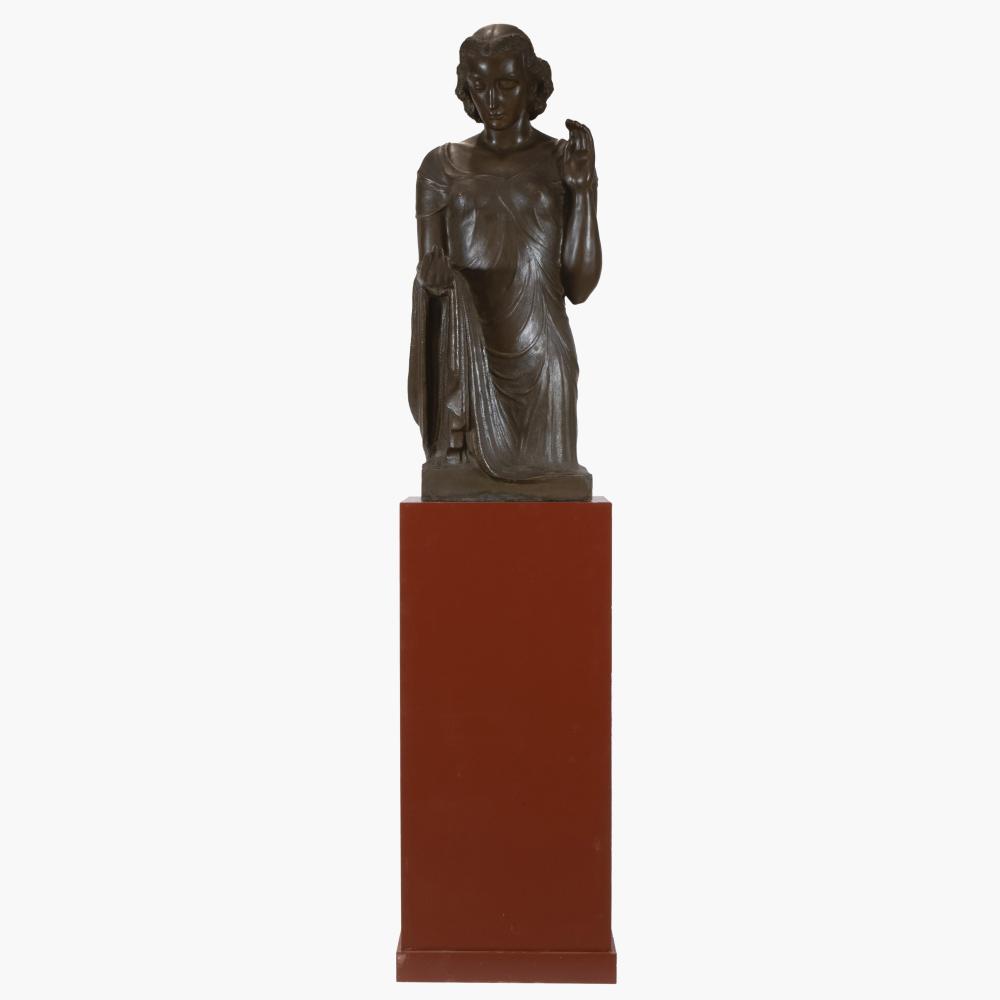 jan anteunis 1896 1973 patinated plaster art deco statue of a woman signed and with plinth · Maison Jules Veilinghuis · 2025-05-10 Jan Anteunis comparable auction result: jan anteunis 1896 1973 patinated plaster art deco statue of a woman signed and with plinth