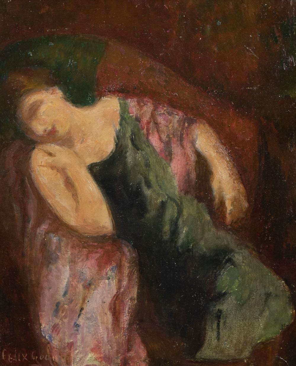 Félix Gogo comparable auction result: f lix gogo 1872 1953 oil on panel resting lady signed