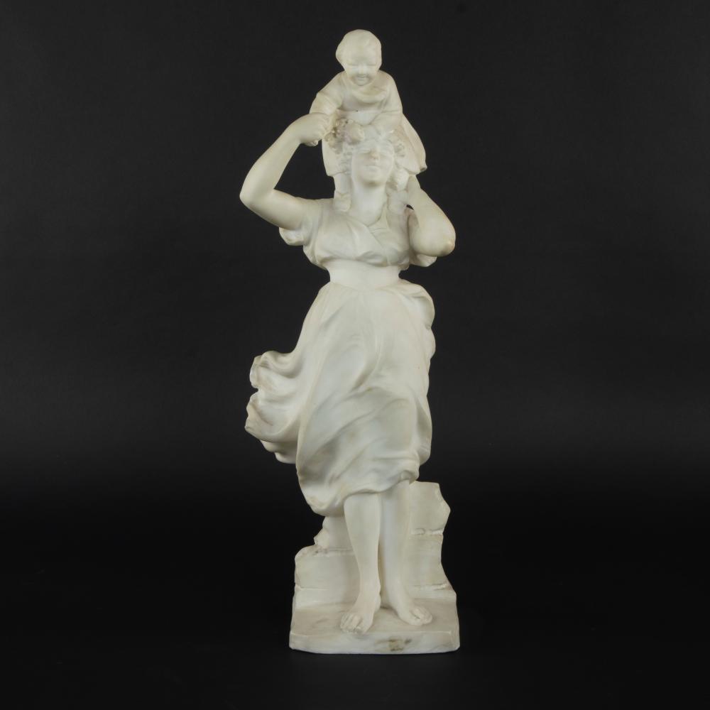 Donatello Gabbrielli comparable auction result: donatello gabbrielli 1884 1955 alabaster sculpture of a woman with a child on her shoulders signed