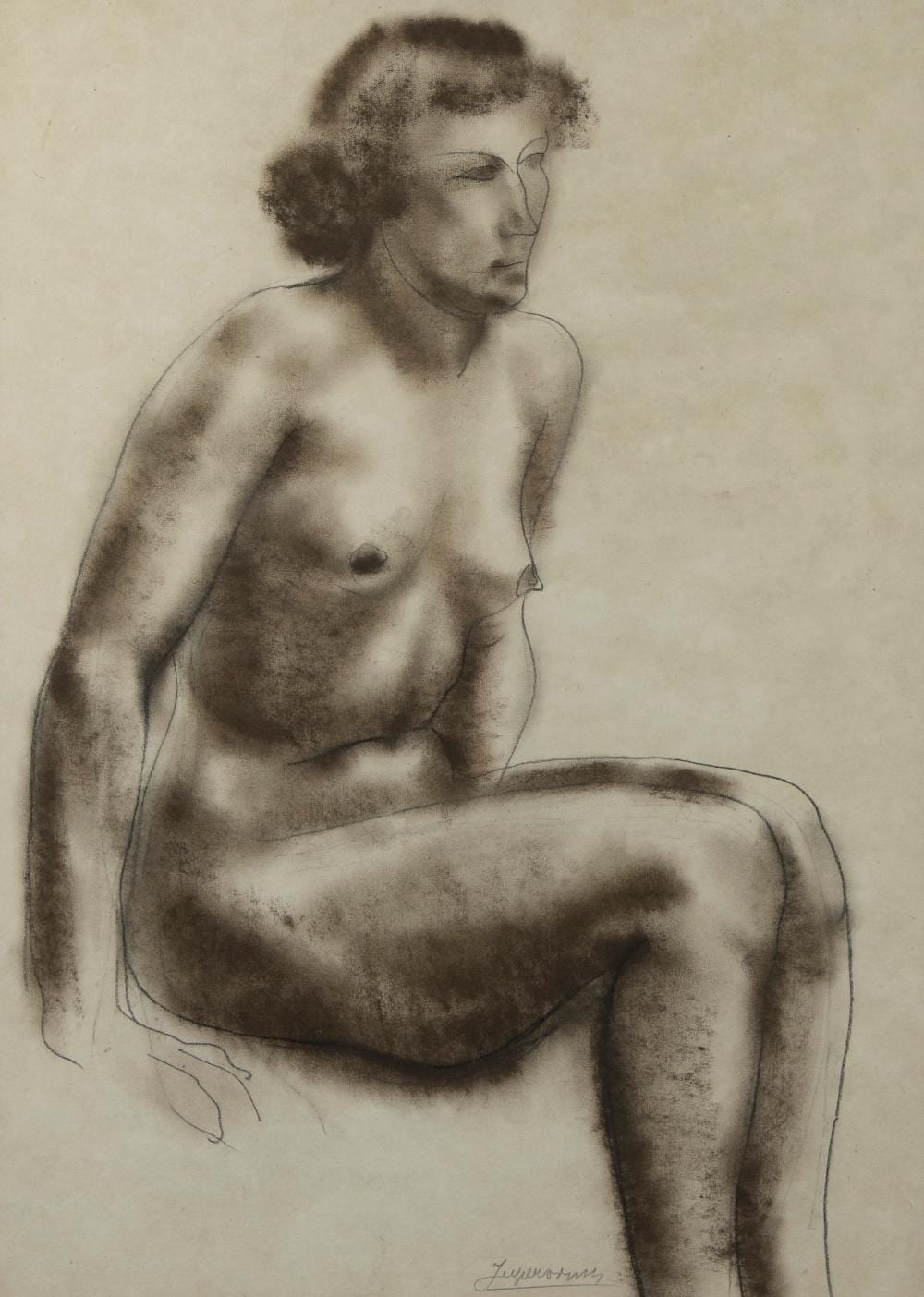 Oscar Jespers comparable auction result: oscar jespers 1887 1970 charcoal drawing seated nude signed