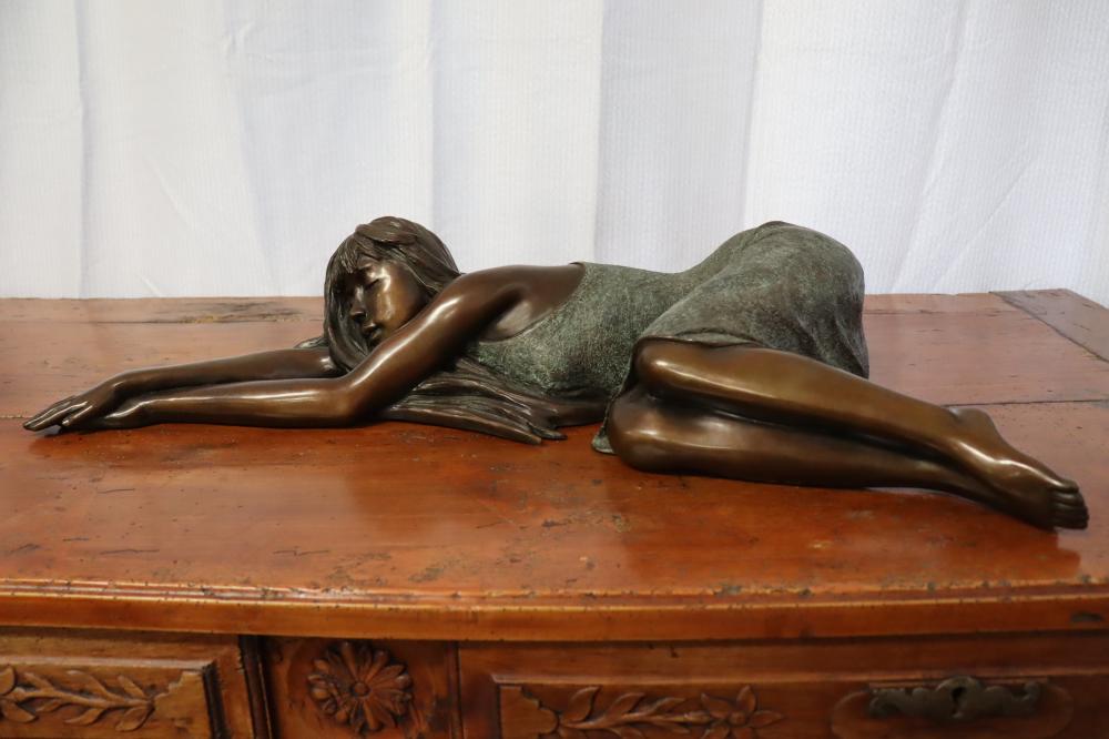 Jonathan Wylder comparable auction result: jonathan wylder 1957 a bronze figure michele sleeping girl edition 1 9 2005 signed at base approx 70cm l provenance the estate of the late mel gottlieb