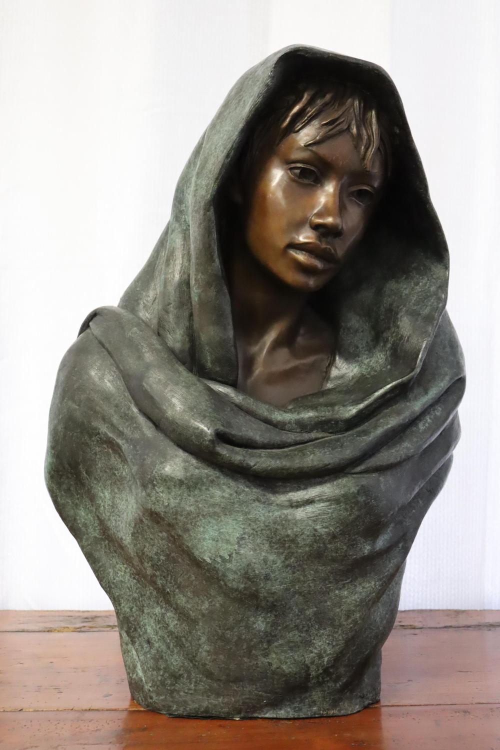 Jonathan Wylder comparable auction result: jonathan wylder british b 1957 bust of a cloaked female signed at base edition 1 4 approx 67cm h provenance the estate of the late mel gottlieb