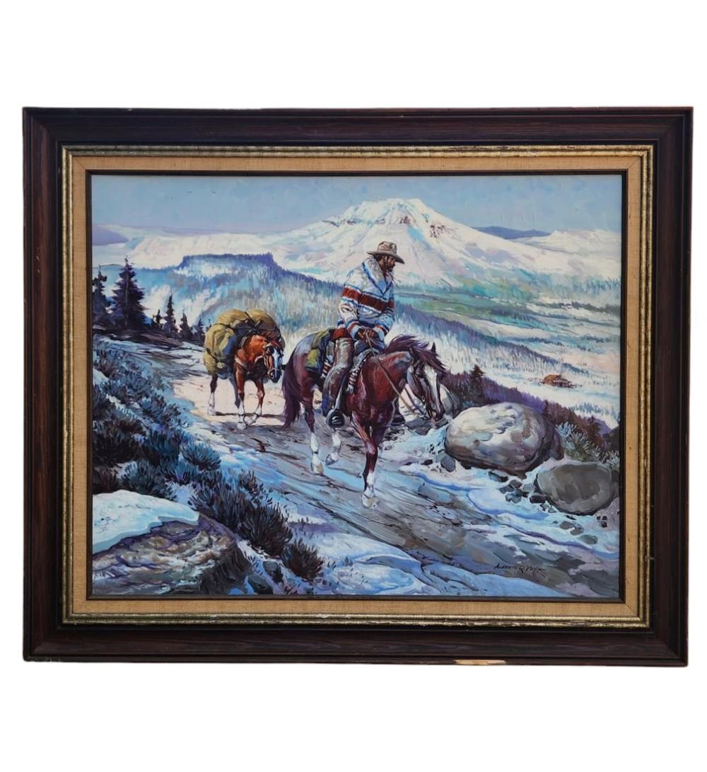 California Mexico Illinois American-Alberto Ruiz-Vela 1920-2016 Western Snow Landscape Painting sold by RB Fine Arts, lot 134 — auction record photograph
