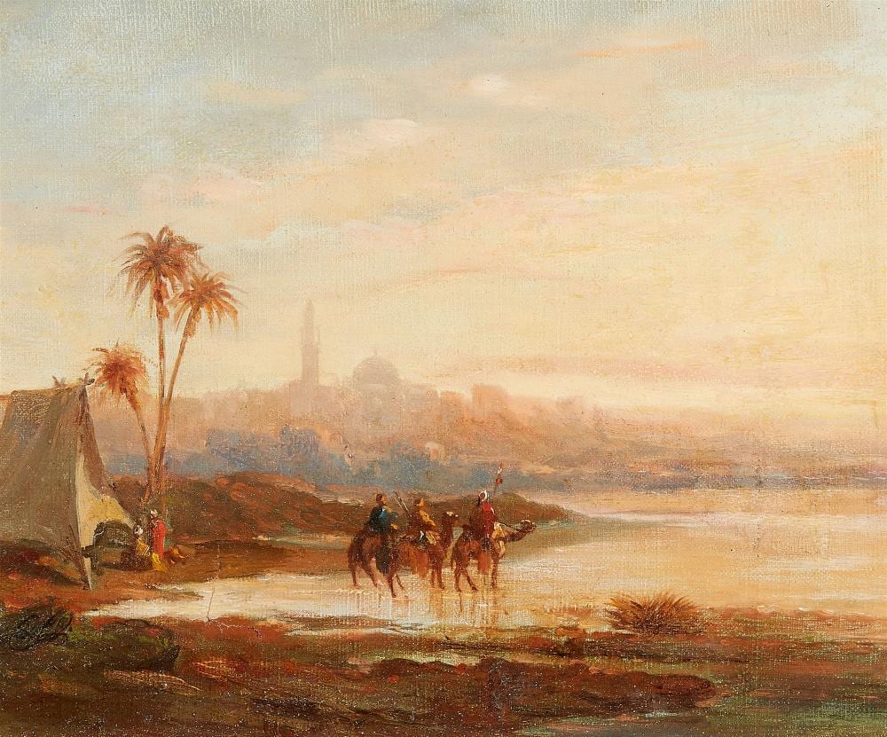 Ippolito Caffi comparable auction result: ippolito caffi bedouins outside the gates of jerusalem