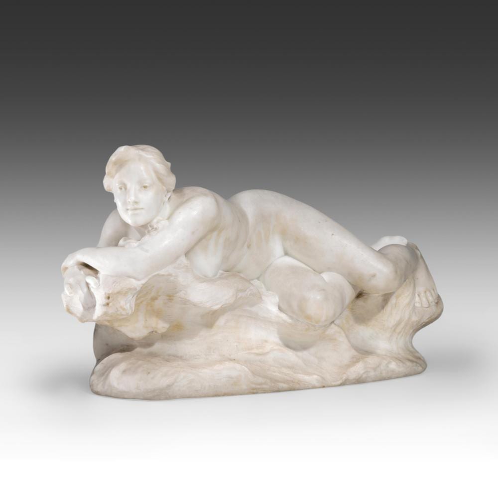 Emile Jespers comparable auction result: emile jespers 1862 1918 reclining female nude carrara marble h 36 w 70 cm