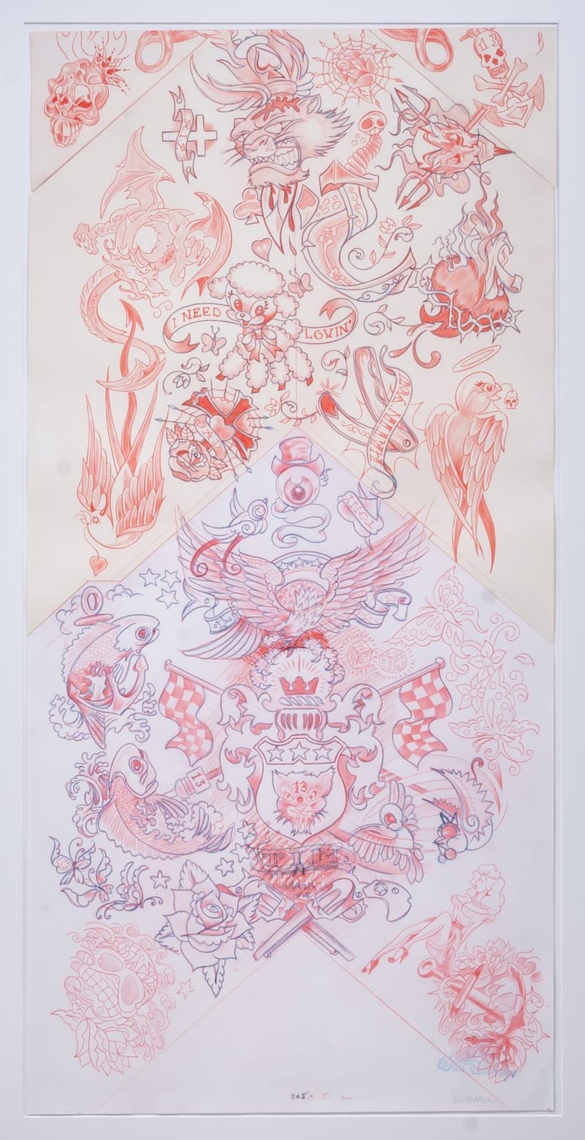 Wim Delvoye comparable auction result: wim delvoye 1965 sans titre tatt 187 2006 colour pencil and stamp ink 150 x 51 cm 59 0 x 20 0 in