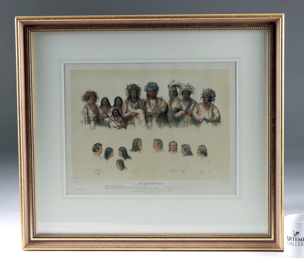 19th C. George Catlin Lithograph - "O-Jib-Be-Ways" sold by Artemis Fine Arts, lot 115 — auction record photograph