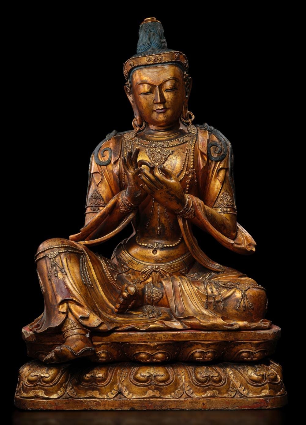AN EXCEPTIONALLY RARE MASSIVE GILT-LACQUERED WOOD FIGURE OF MAITREYA Kangxi (3) comparable sale