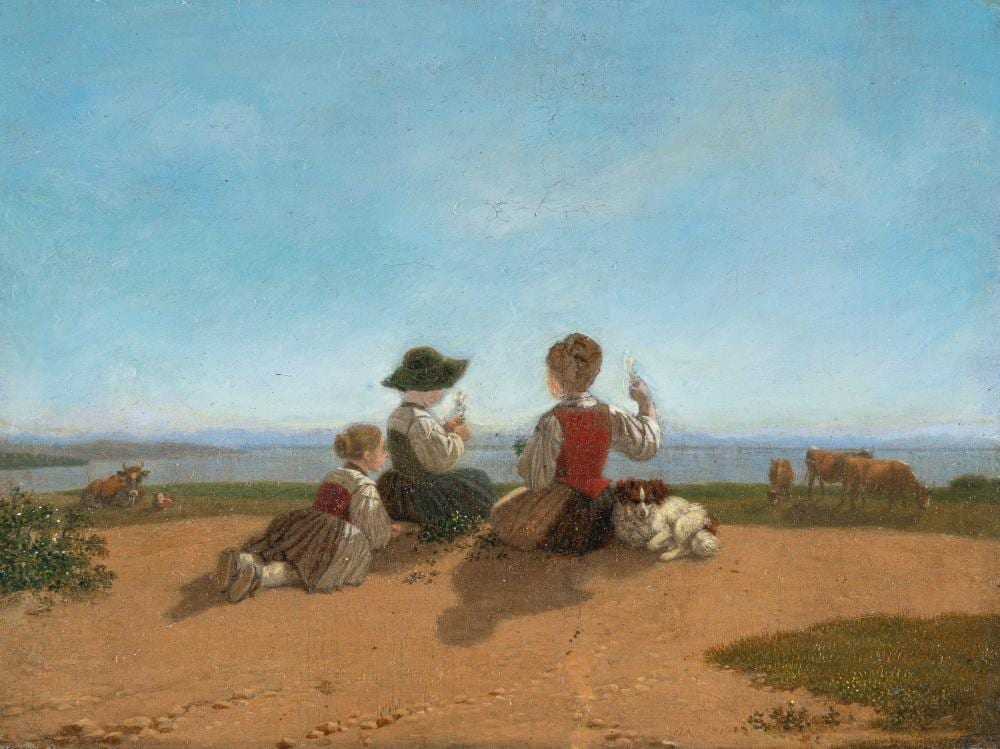 Wilhelm von Kobell comparable auction result: wilhelm von kobell 1766 mannheim m nchen 1853 str u e bindende bauernm dchen peasant girls tying bouquets