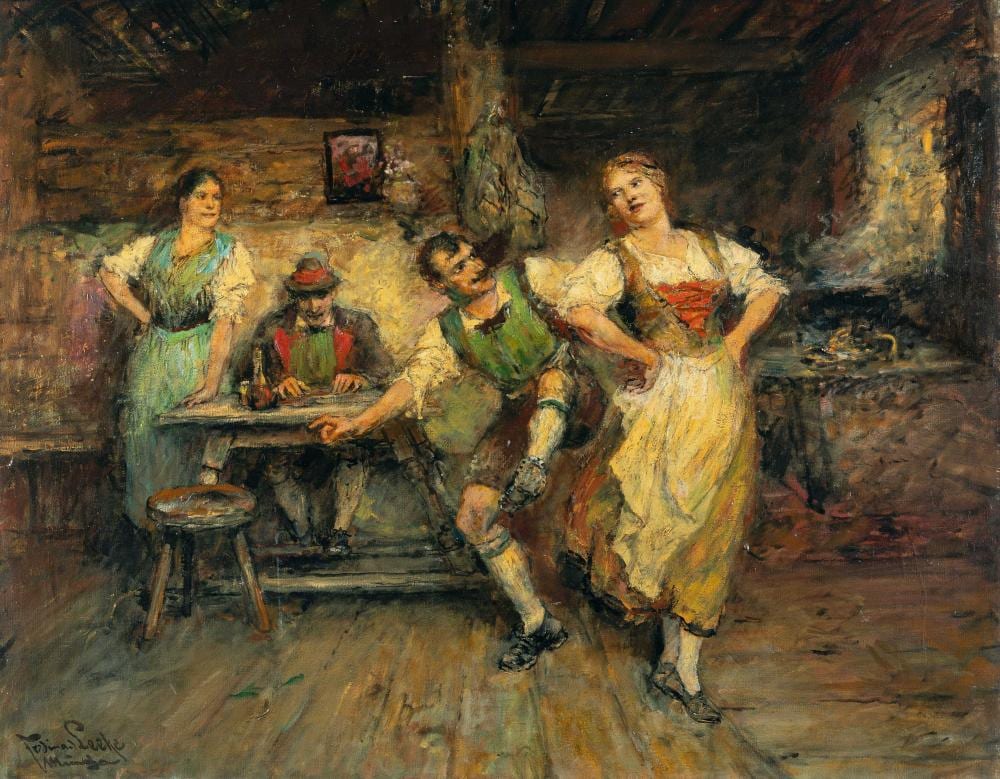 Ferdinand Leeke comparable auction result: ferdinand leeke 1859 burg bei magdeburg n rnberg 1923 lustige unterhaltung in der bauernstube fun entertainment in the farmhouse parlour