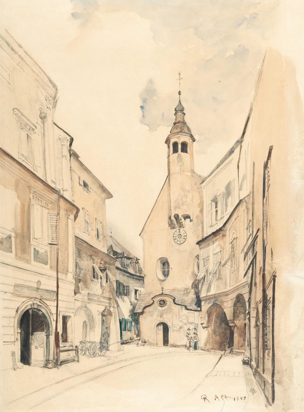 Rudolf von Alt comparable auction result: rudolf von alt 1812 wien 1905 das trauntor in gmunden the traun gate in gmunden