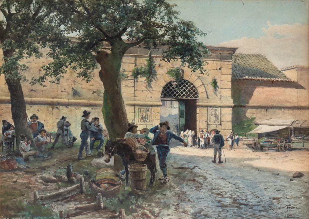 Ettore Roesler Franz comparable auction result: ettore roesler franz roma 1845 1907 porta angelica in rome