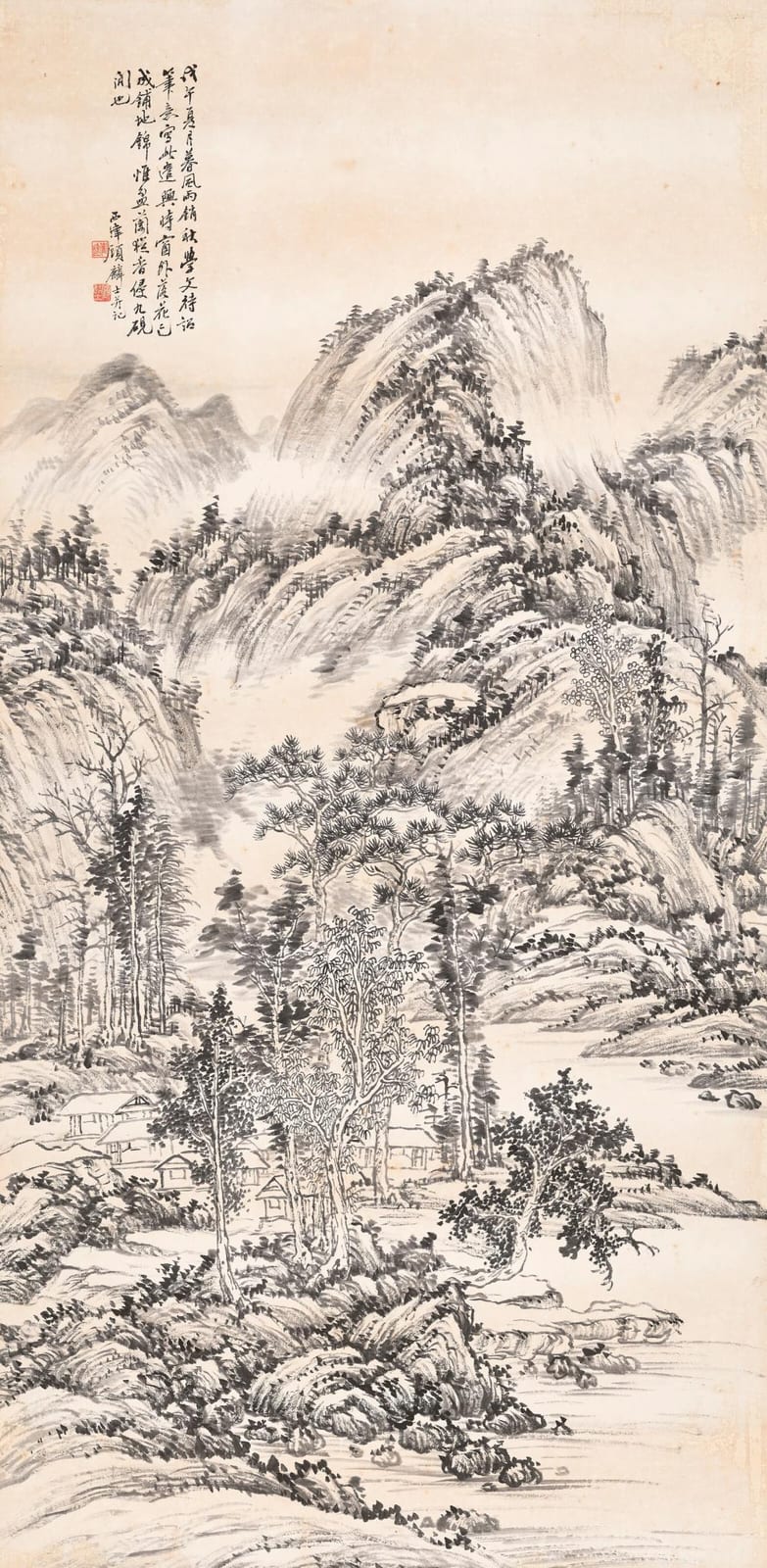Linshi Gu comparable auction result: gu linshi 1865 1930 landscape hanging scroll ink on paper133 6 x 65 2