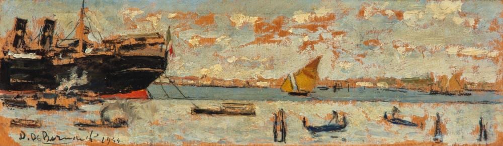 domenico de bernardi besozzo 1892 1963 venice boats in the lagoon 1944 · Finarte · 2025-05-13 Domenico DeBernardi comparable auction result: domenico de bernardi besozzo 1892 1963 venice boats in the lagoon 1944