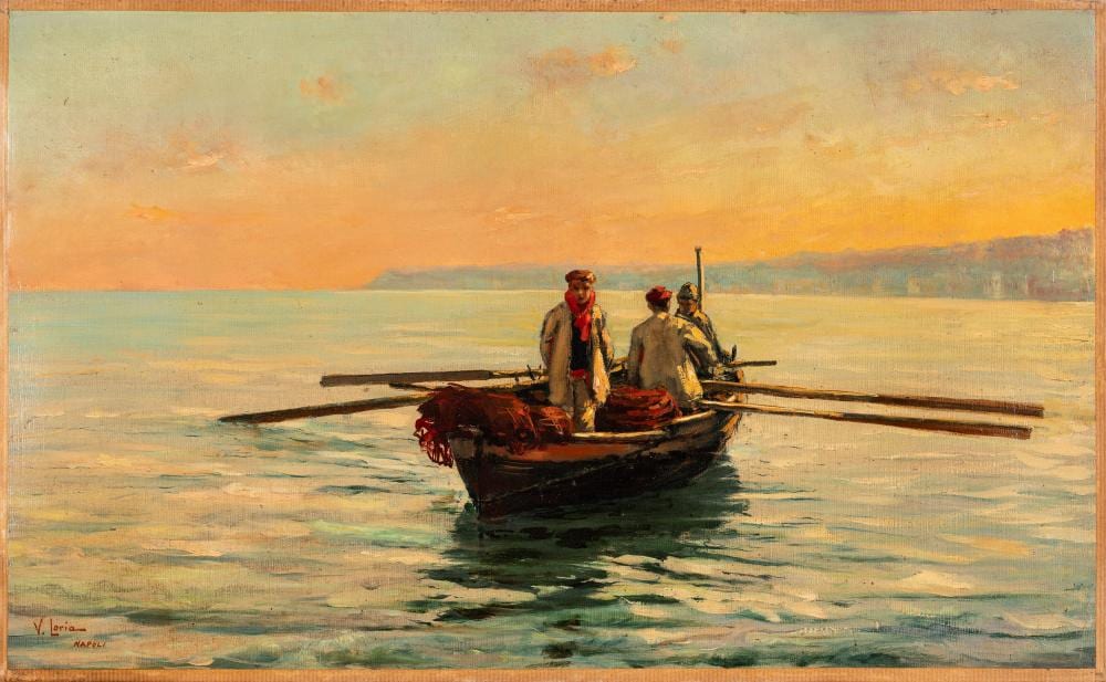 Vincenzo Loria comparable auction result: vincenzo loria salerno 1849 la spezia 1939 back from fishing