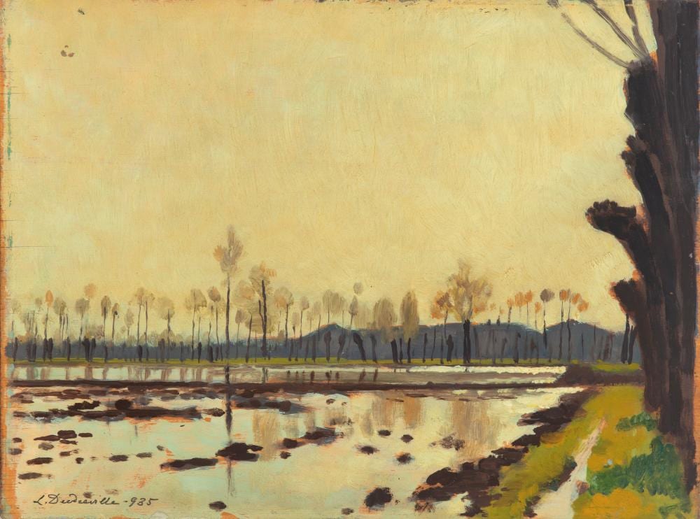 Leonardo Dudreville comparable auction result: leonardo dudreville venezia 1885 ghiffa 1976 rice field under water 1935