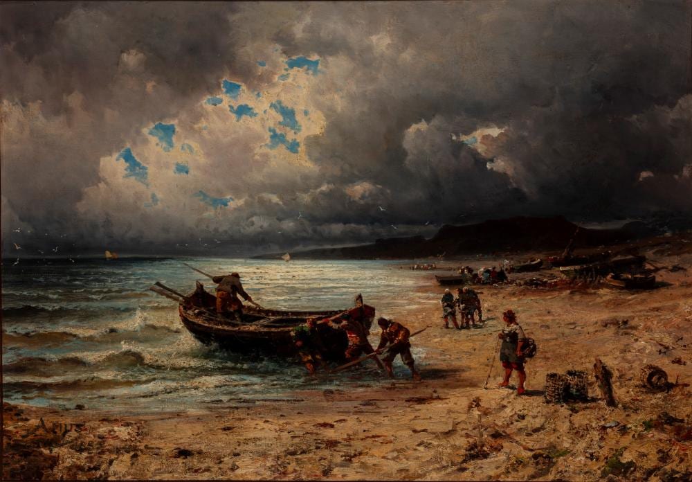 Eugenio Amus comparable auction result: eugenio amus brescia 1834 bordeaux 1899 fishermen in normandy 1883