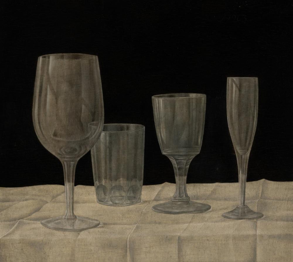 John Wilde comparable auction result: john wilde american 1919 2006 still life with glassware 1963