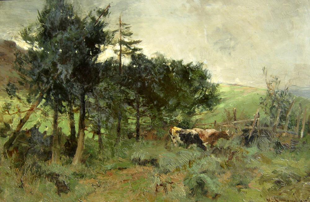 William Bradley Lamond comparable auction result: william bradley lamond british 1857 1924 cattle grazing at copse edge