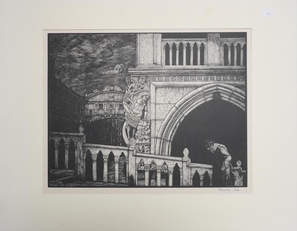 Sydney Lee comparable auction result: sydney lee british 1866 1949 venetian merchant woodcut 1928 signed l r unframed 18 x 23 in 45 7 x 58 4 cm