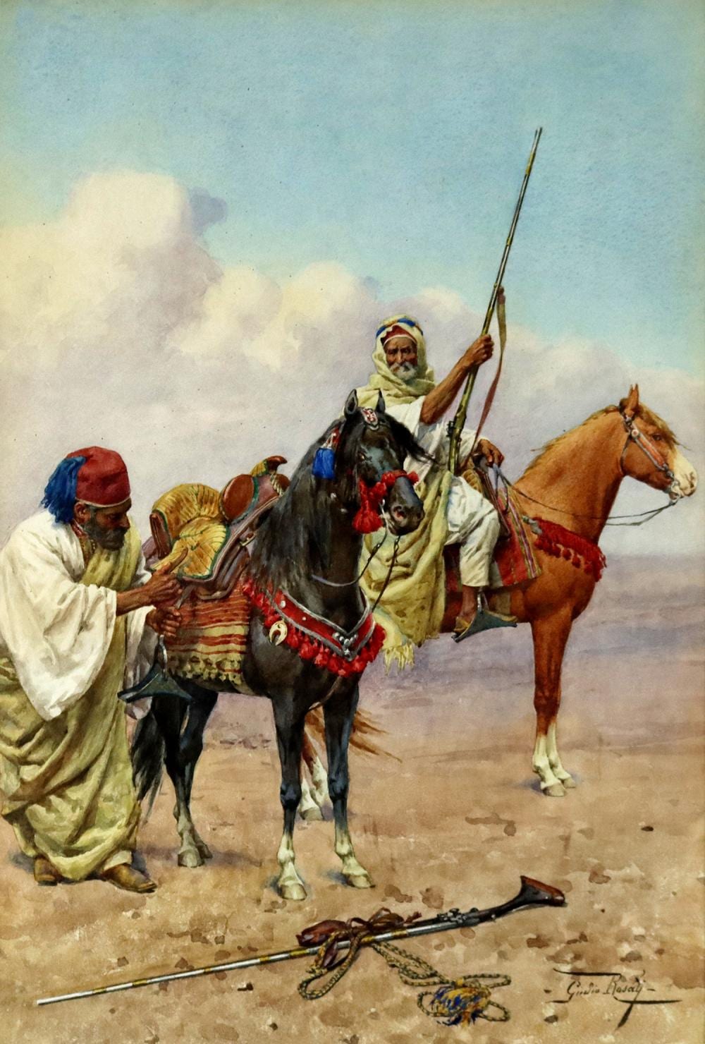 Giulio Rosati comparable auction result: giulio rosati italian 1858 1917 horsemen in the desert