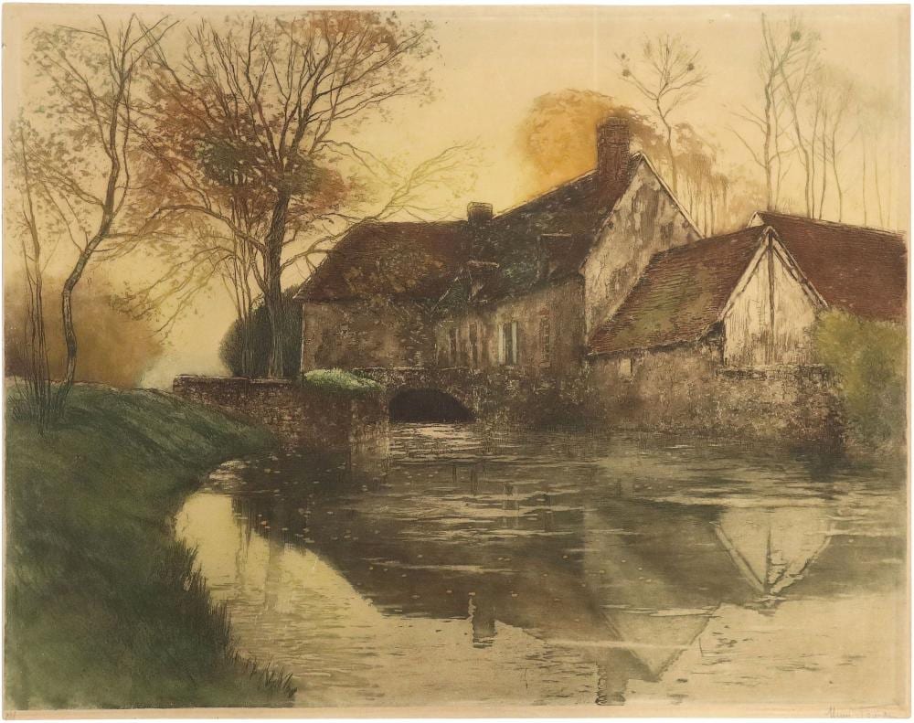 Henri Jourdain comparable auction result: henri jourdain 1864 1931 aquatint etching sunrise over the chateau