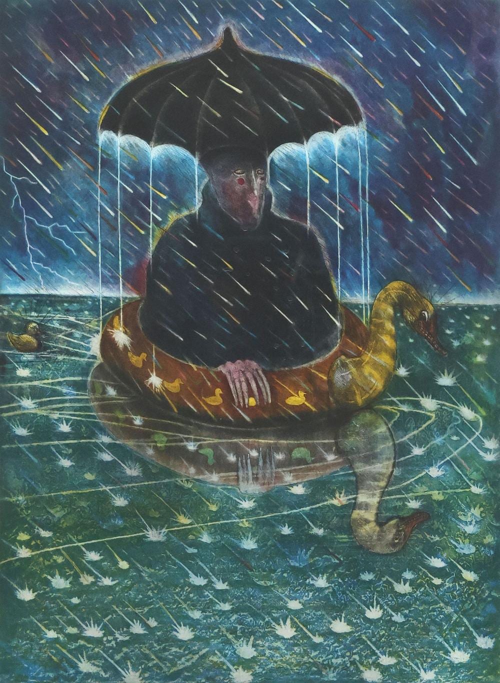 Alejandro Colunga comparable auction result: alejandro colunga b 1948 intaglio print mago de la lluvia