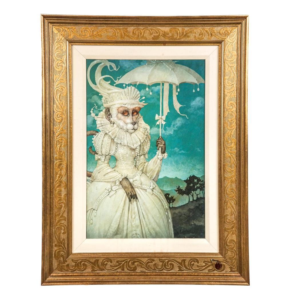 Daniel Merriam comparable auction result: daniel merriam oil on panel of a monkey