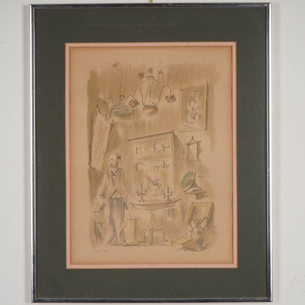 Eduardo Vicente comparable auction result: eduardo vicente color lithograph on paper man living in room