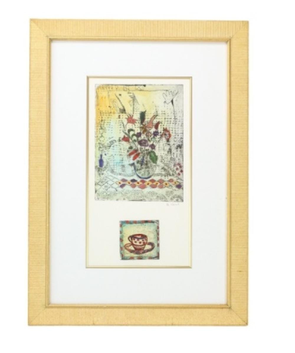 Bracha Guy comparable auction result: bracha guy signed etching watercolor painting