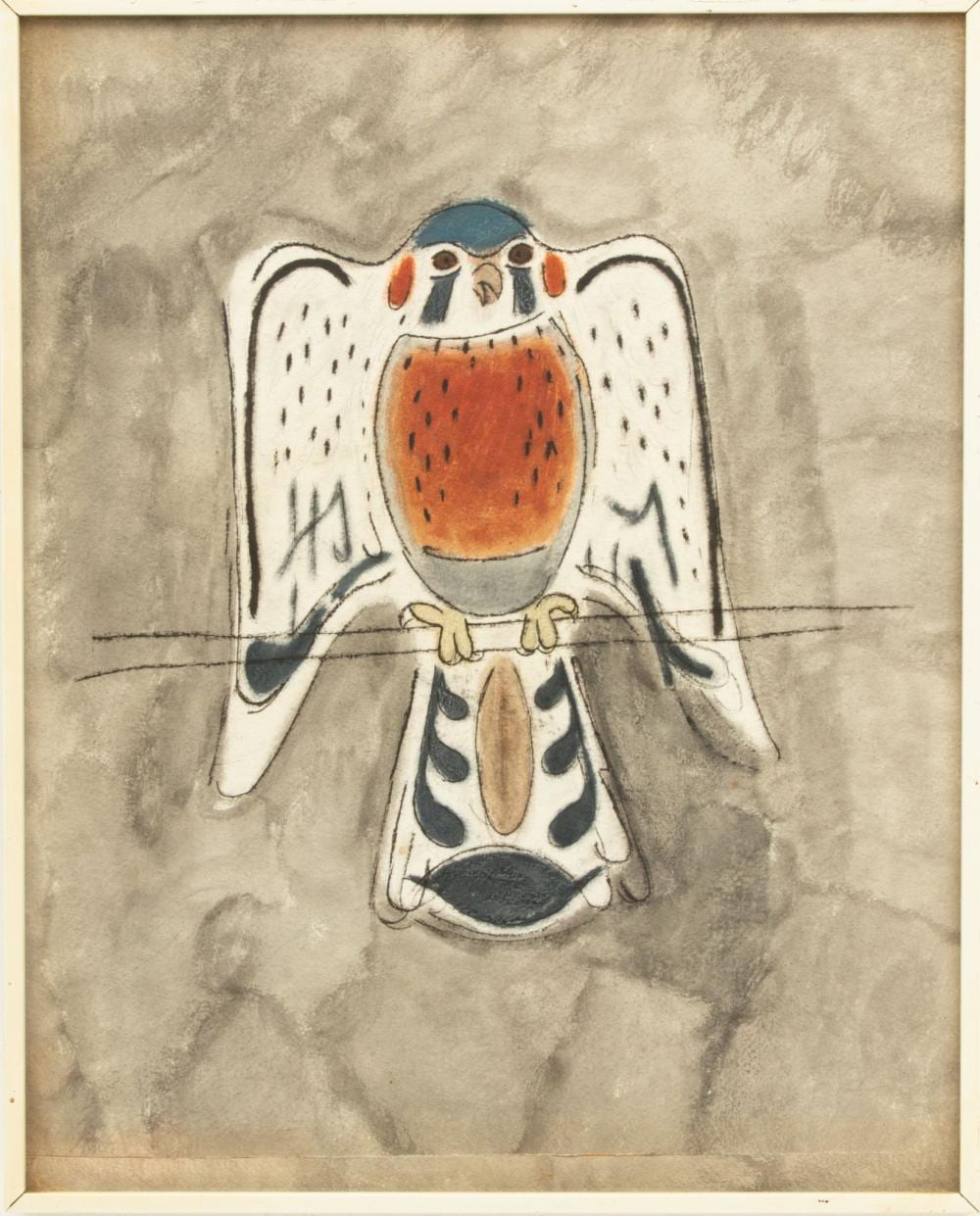 Charles Culver comparable auction result: charles culver american 1908 1967 watercolor pastel and charcoal on paper falcon h 19 5 w 15 5