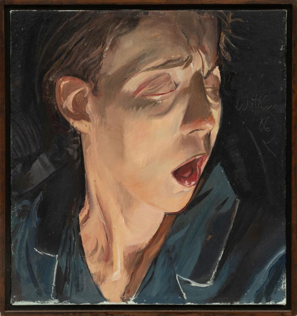 Jerome Witkin comparable auction result: jerome witkin american b 1939 oil on canvas sketch 1986 janet carney posing for panel 1 a jesus for our time h 13 w 12