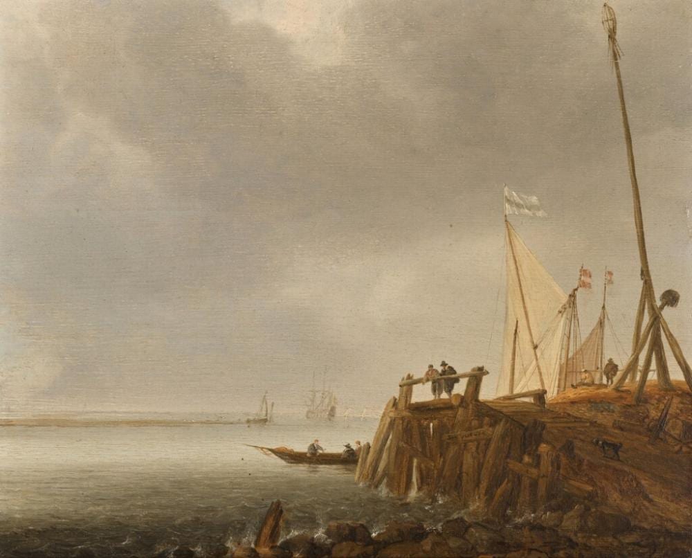 estuary scene with a jetty in the foreground · Sotheby's · 2025-04-09 Simon de Vlieger comparable auction result: estuary scene with a jetty in the foreground