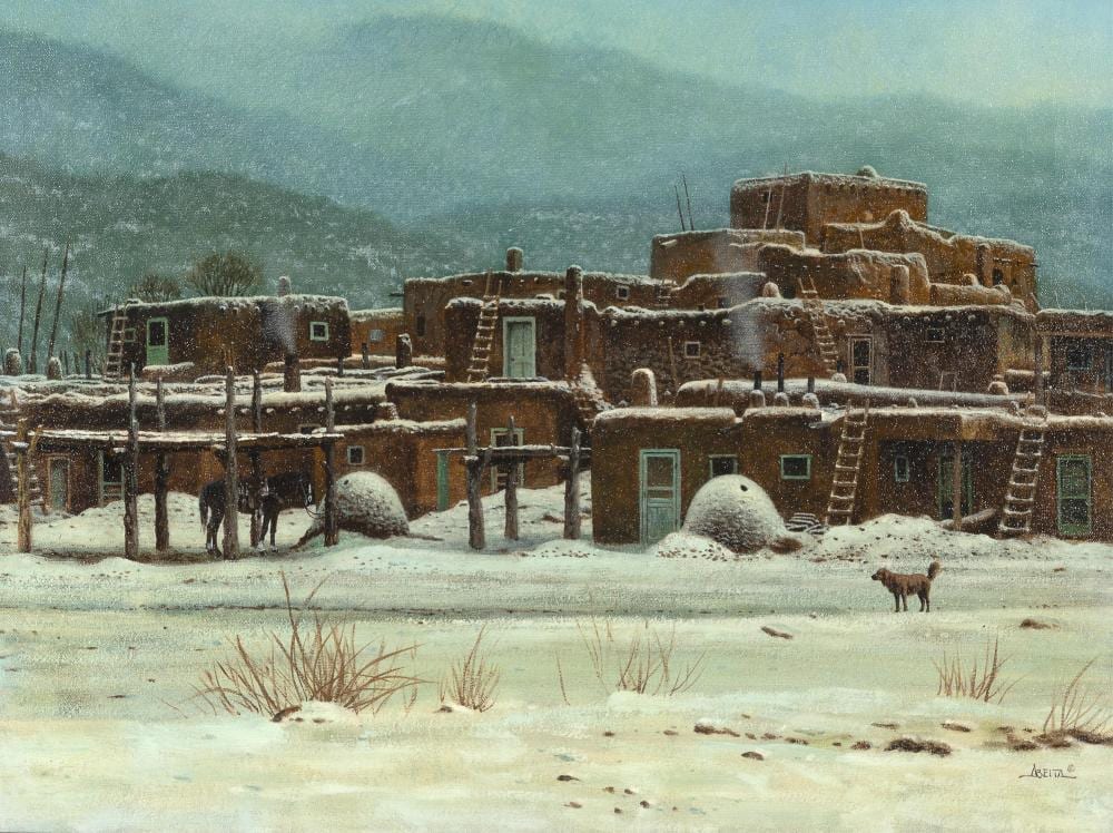 Jim Abeita comparable auction result: jim abeita first snow at taos pueblo