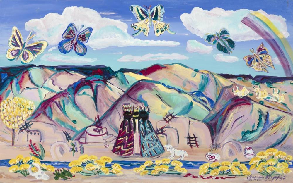phyllis kapp butterflies and indian maidens rhapsody 1987 · Santa Fe Art Auction · 2025-05-08 Phyllis Kapp comparable auction result: phyllis kapp butterflies and indian maidens rhapsody 1987