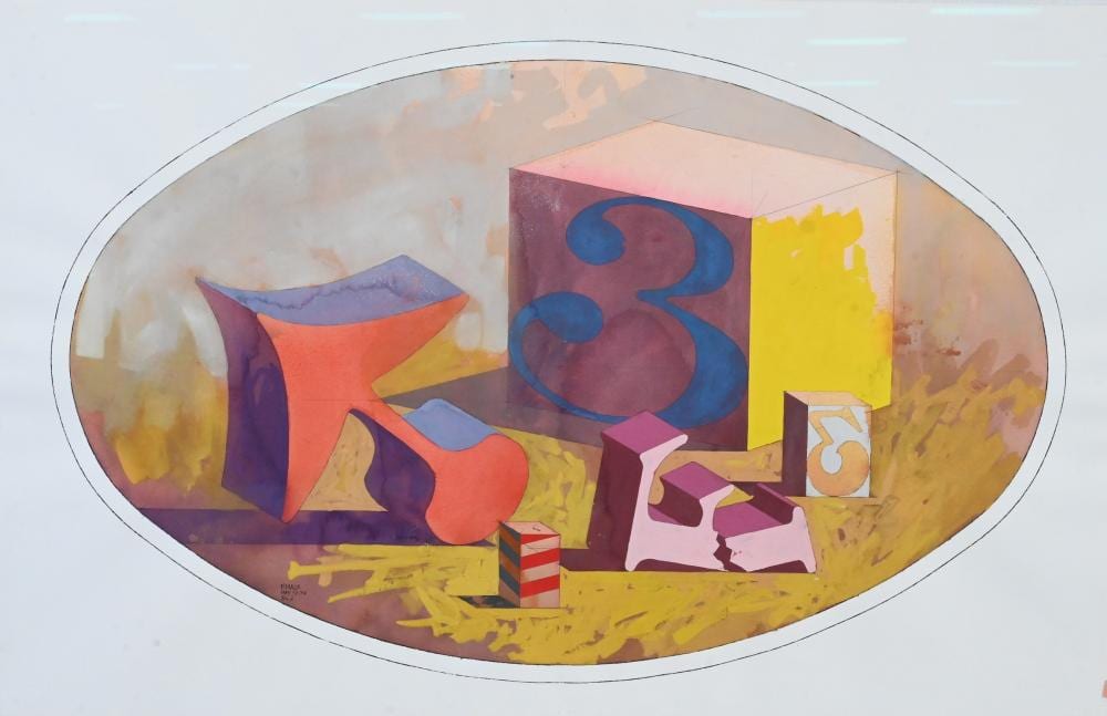 Fernando Maza comparable auction result: fernando maza argentina b 1936 surrealist composition e c 2 1974 watercolor gouache on paper signed and dated lower left f maza may 13 74 26 x 40